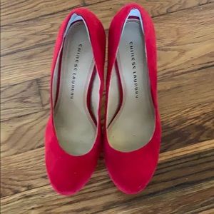 Chinese Laundry red suede heels